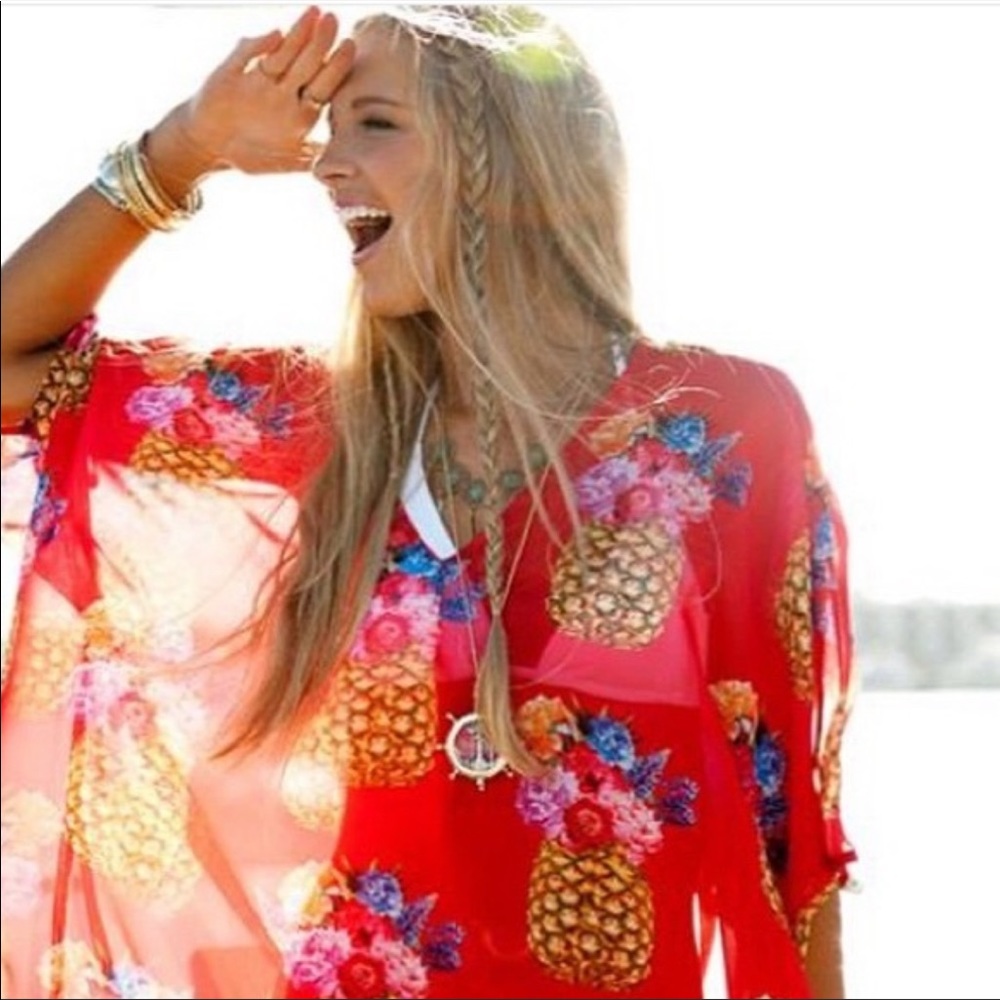 SHOW ME YOUR MUMU RARE Mae Mu Coverup Tunic  Pineapple Floral Size Small